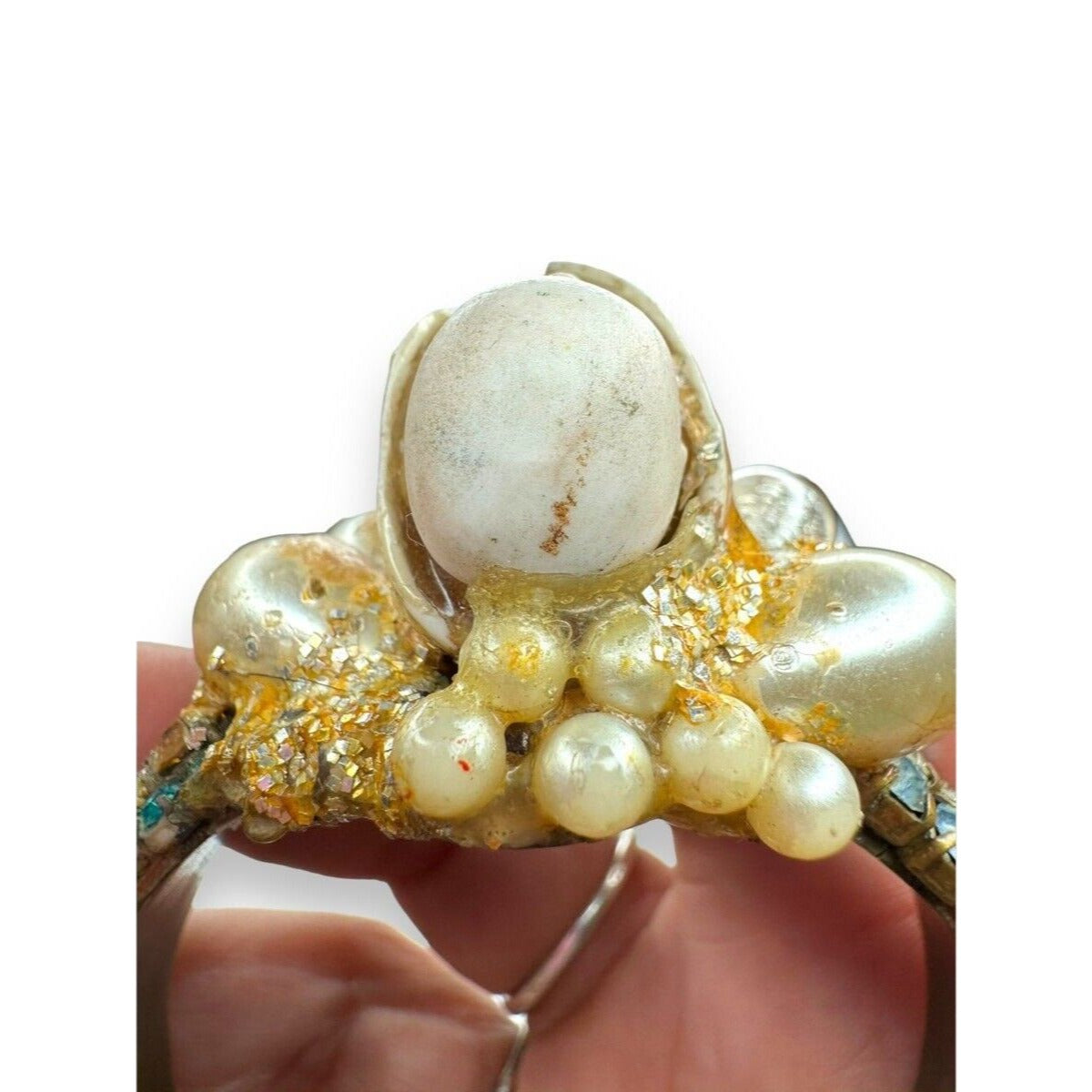 Wendy Gell Wristie Creepy Haunted Doll Face Crystal Cuff Bracelet Vintage