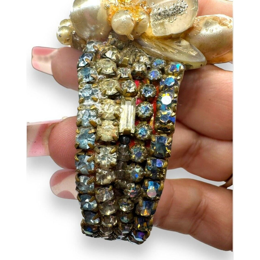Wendy Gell Wristie Creepy Haunted Doll Face Crystal Cuff Bracelet Vintage