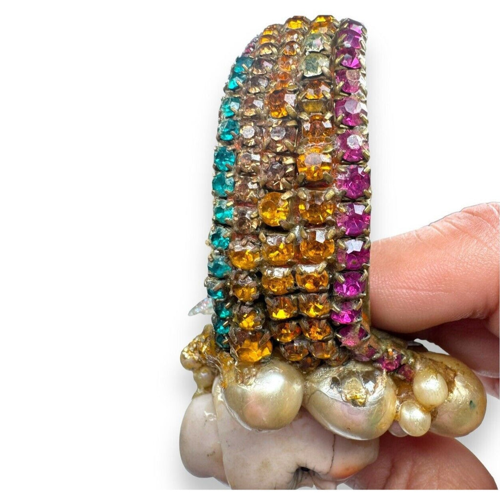 Wendy Gell Wristie Creepy Haunted Doll Face Crystal Cuff Bracelet Vintage