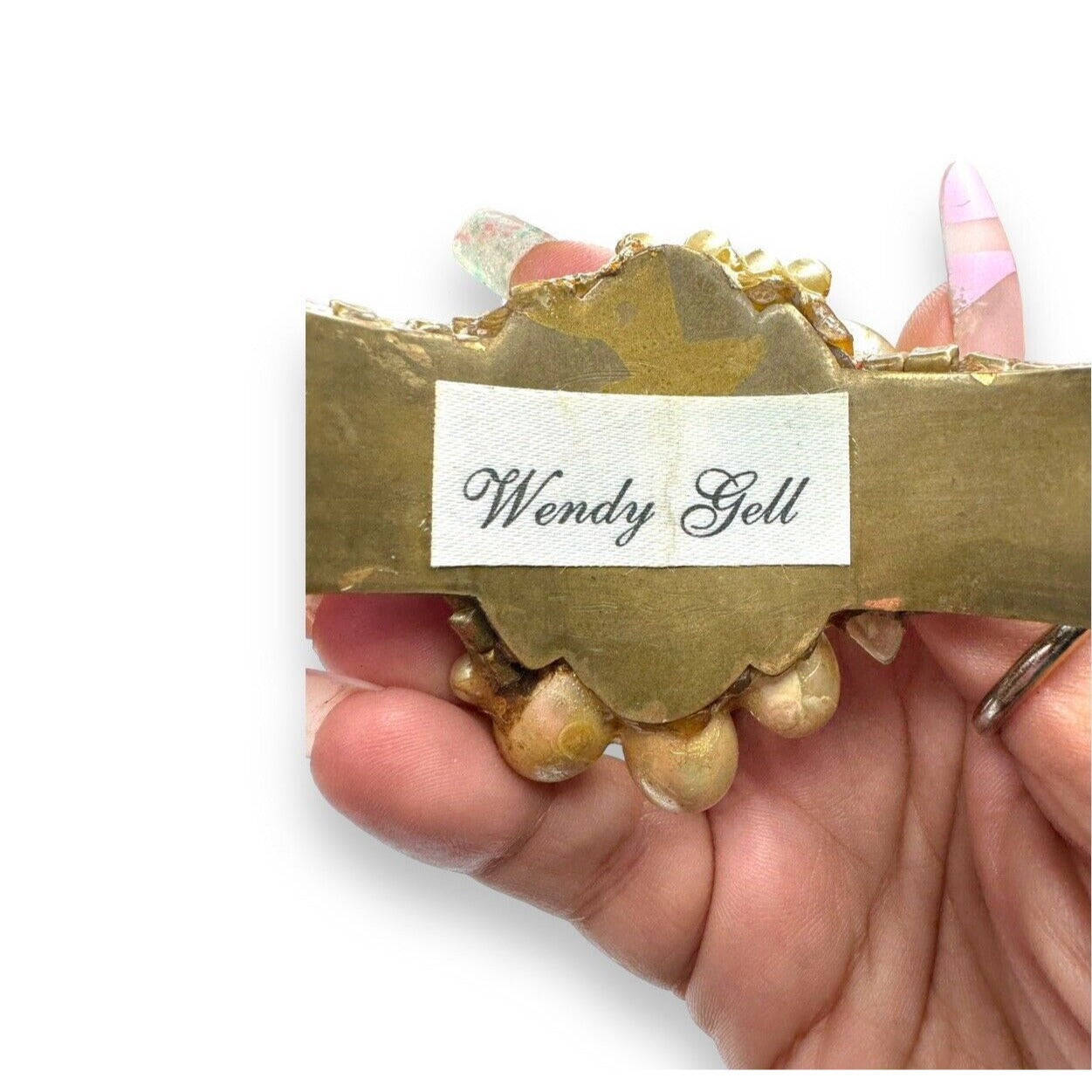 Wendy Gell Wristie Creepy Haunted Doll Face Crystal Cuff Bracelet Vintage