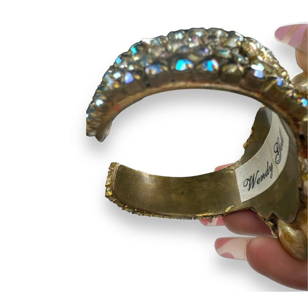 Wendy Gell Wristie Creepy Haunted Doll Face Crystal Cuff Bracelet Vintage
