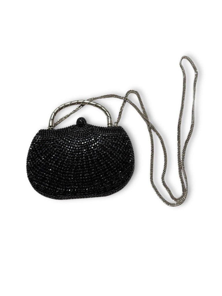 Black glass rhinestone evening bag