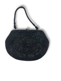 Black glass beaded hand bag