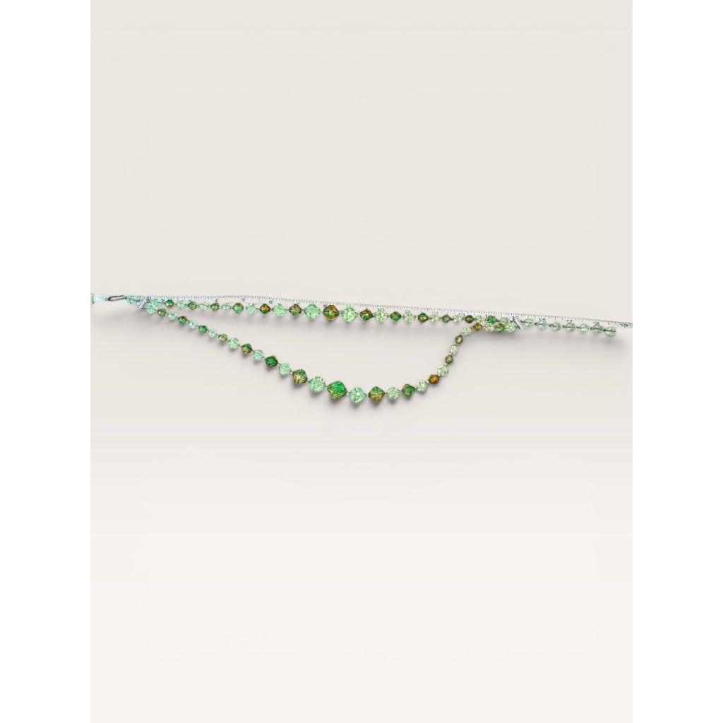 1950s W Germany Green Faceted Lucite Bead Double Strand Choker Necklace 18.25"