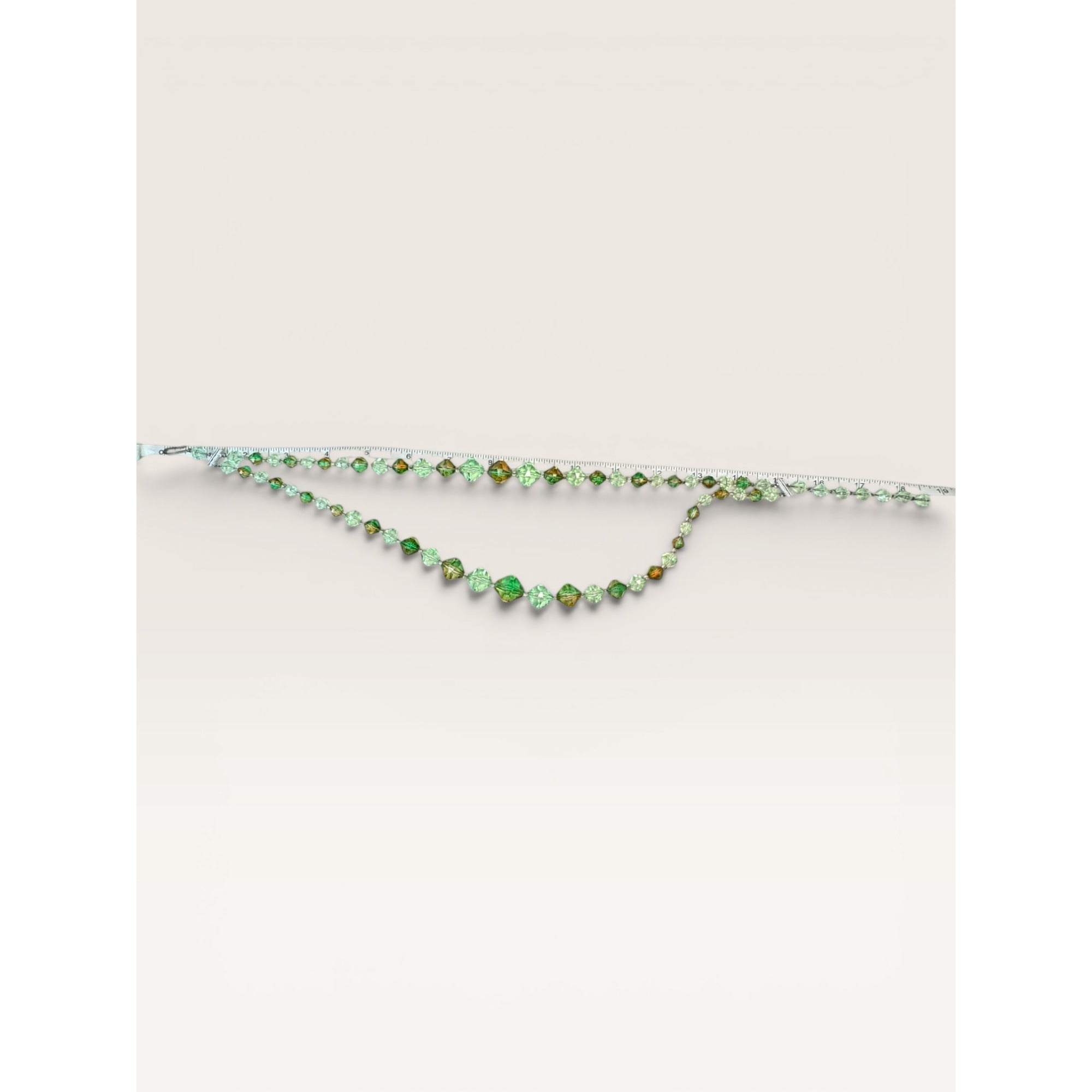 1950s W Germany Green Faceted Lucite Bead Double Strand Choker Necklace 18.25"