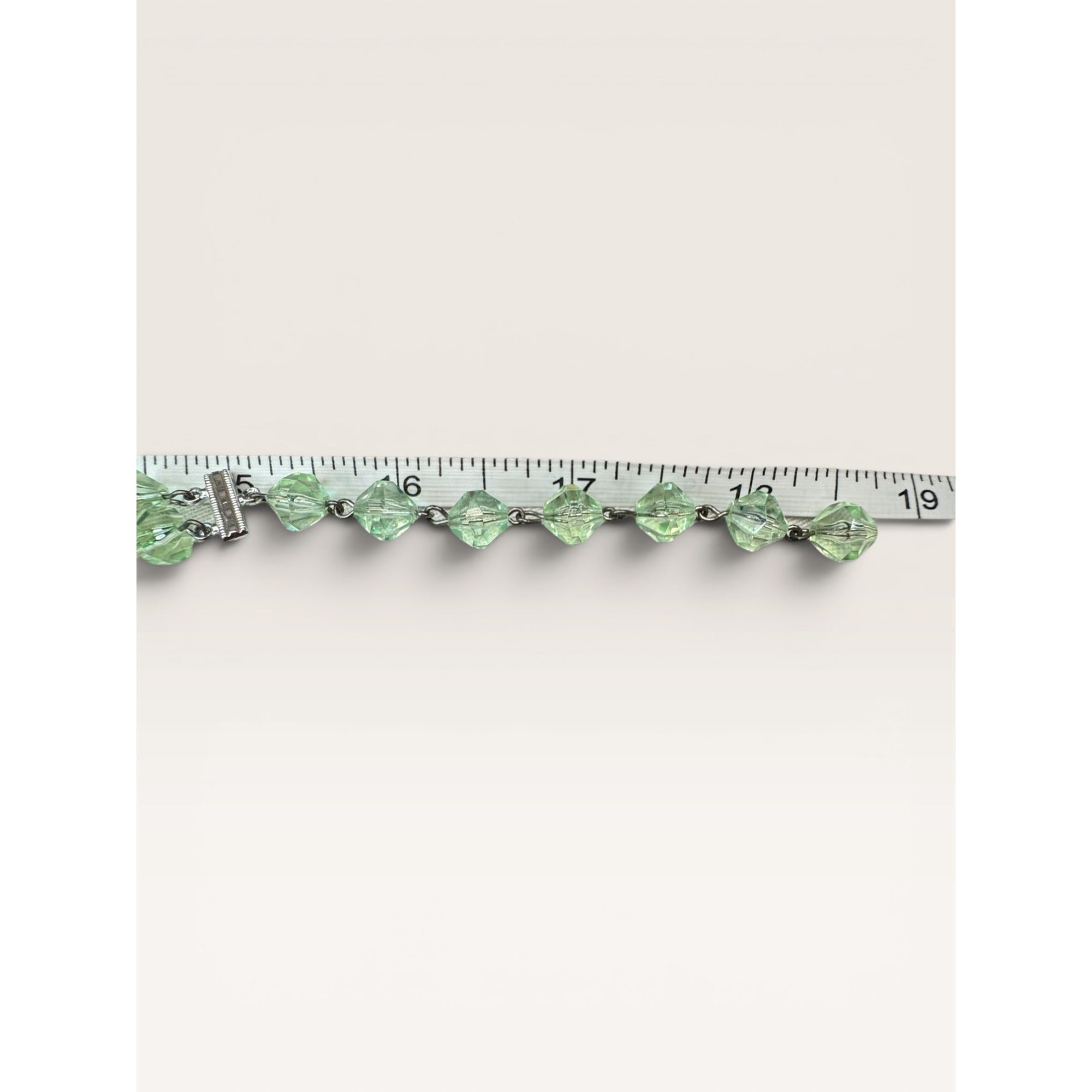 1950s W Germany Green Faceted Lucite Bead Double Strand Choker Necklace 18.25"