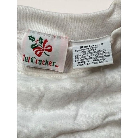 NutCracker Ladies S Sweatshirt White Cardinals Plaid Hearts Graphic 90s Vintage