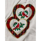 NutCracker Ladies S Sweatshirt White Cardinals Plaid Hearts Graphic 90s Vintage