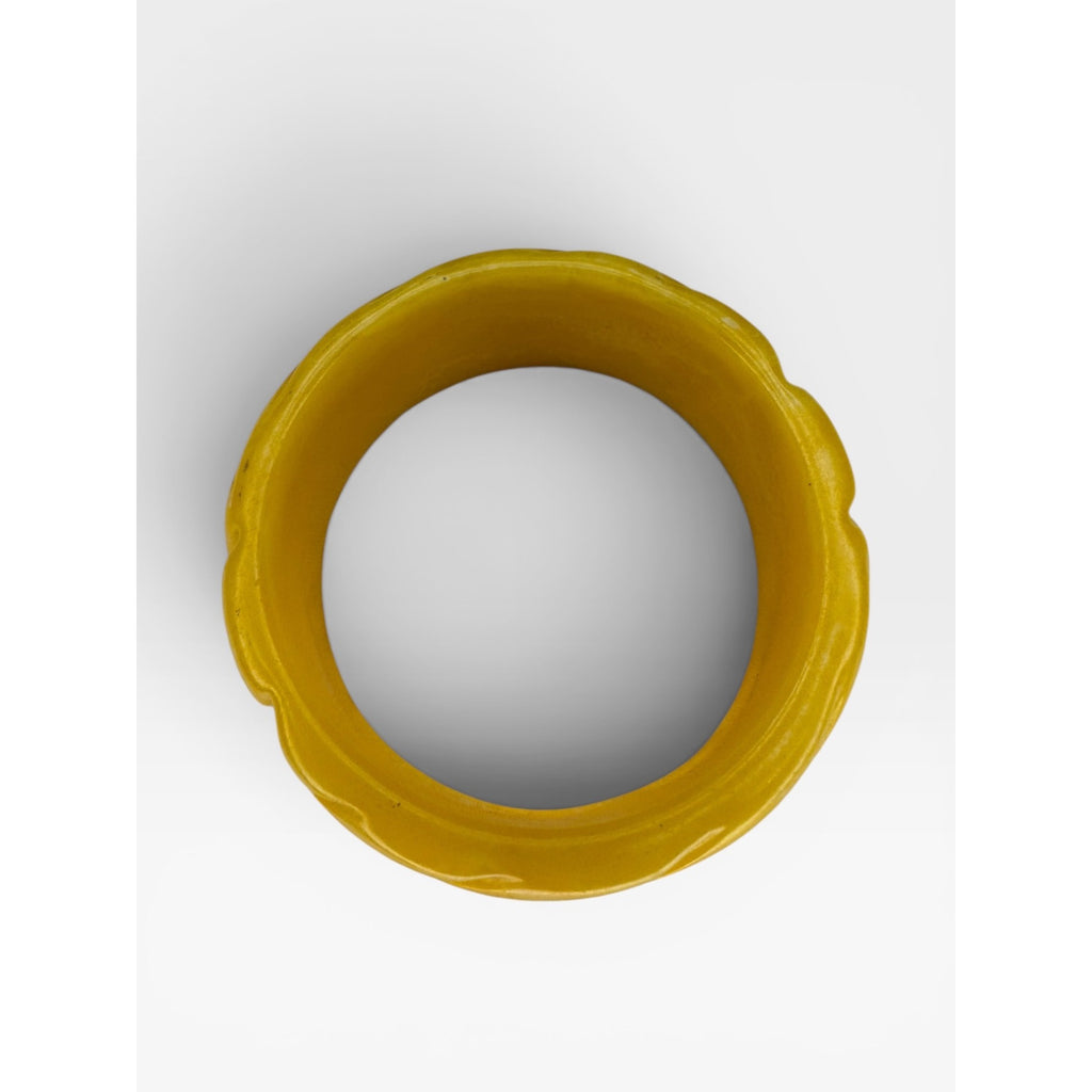Carved Butterscotch Swirl Lucite Bangle Bracelet Vintage Wide Marbled Yellow