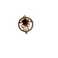 Van Dell Floral Circle Brooch Red Glass Crystal 12K GF 1960s Vintage