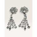 1950s Clear Crystal Rhinestone Chandelier Waterfall Clip Earrings 2.79" Vintage