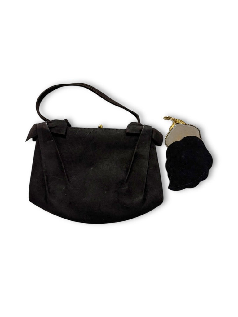 Bergdorf Goodman Suede Black Hand Bag