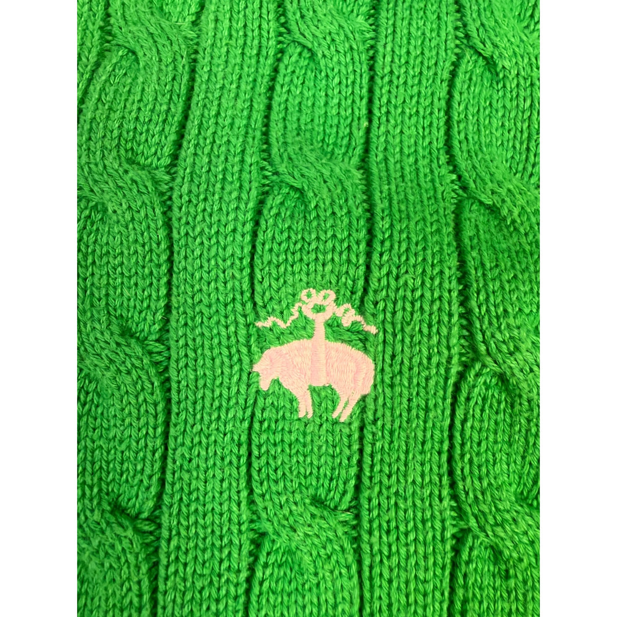 Brooks Brothers Women's M Cable Knit Cardigan Sweater Green Navy Tipped Logo