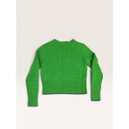 Brooks Brothers Women's M Cable Knit Cardigan Sweater Green Navy Tipped Logo
