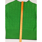 Brooks Brothers Women's M Cable Knit Cardigan Sweater Green Navy Tipped Logo
