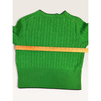 Brooks Brothers Women's M Cable Knit Cardigan Sweater Green Navy Tipped Logo