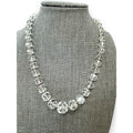 Art Deco Crystal Bead Necklace Clear Faceted Glass 14"–16"