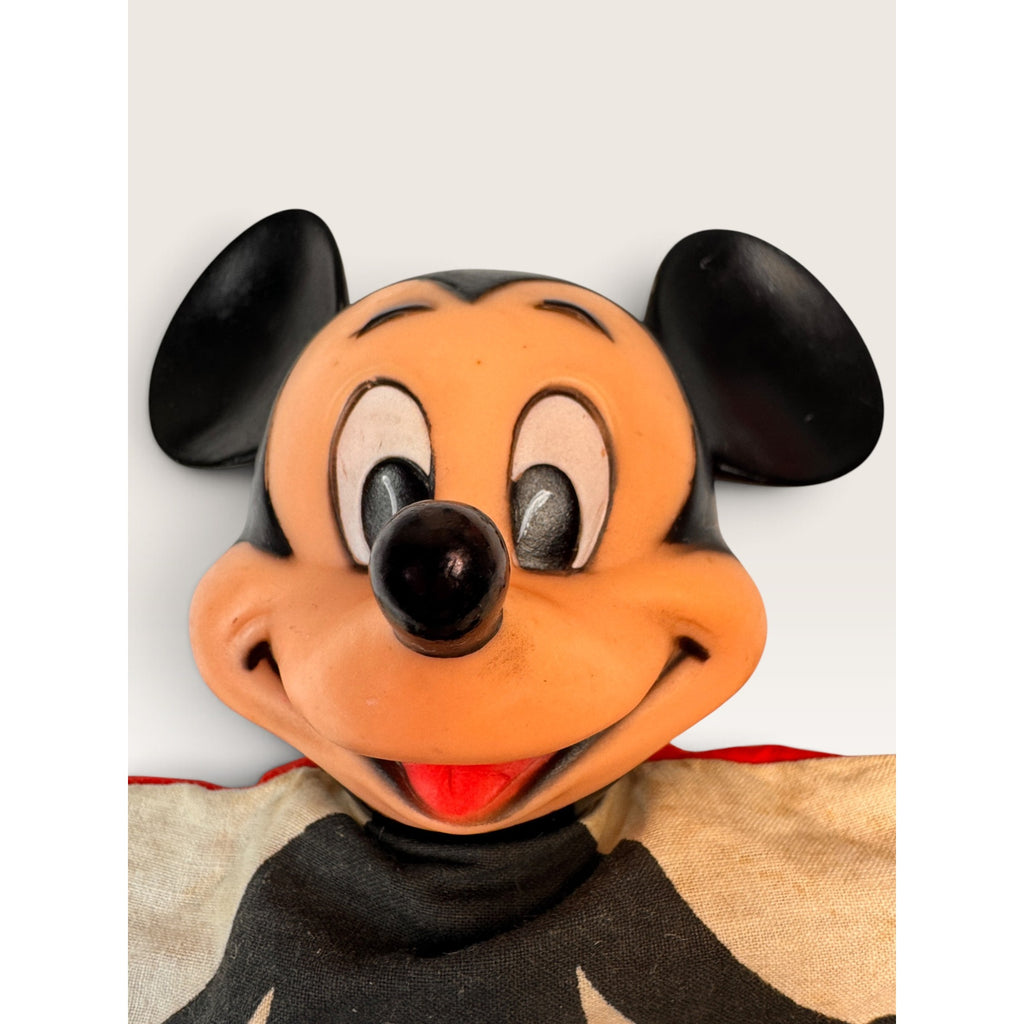 Vintage Mickey Mouse Hand Puppet Vinyl Head Fabric Disney Distributing Toy 10"