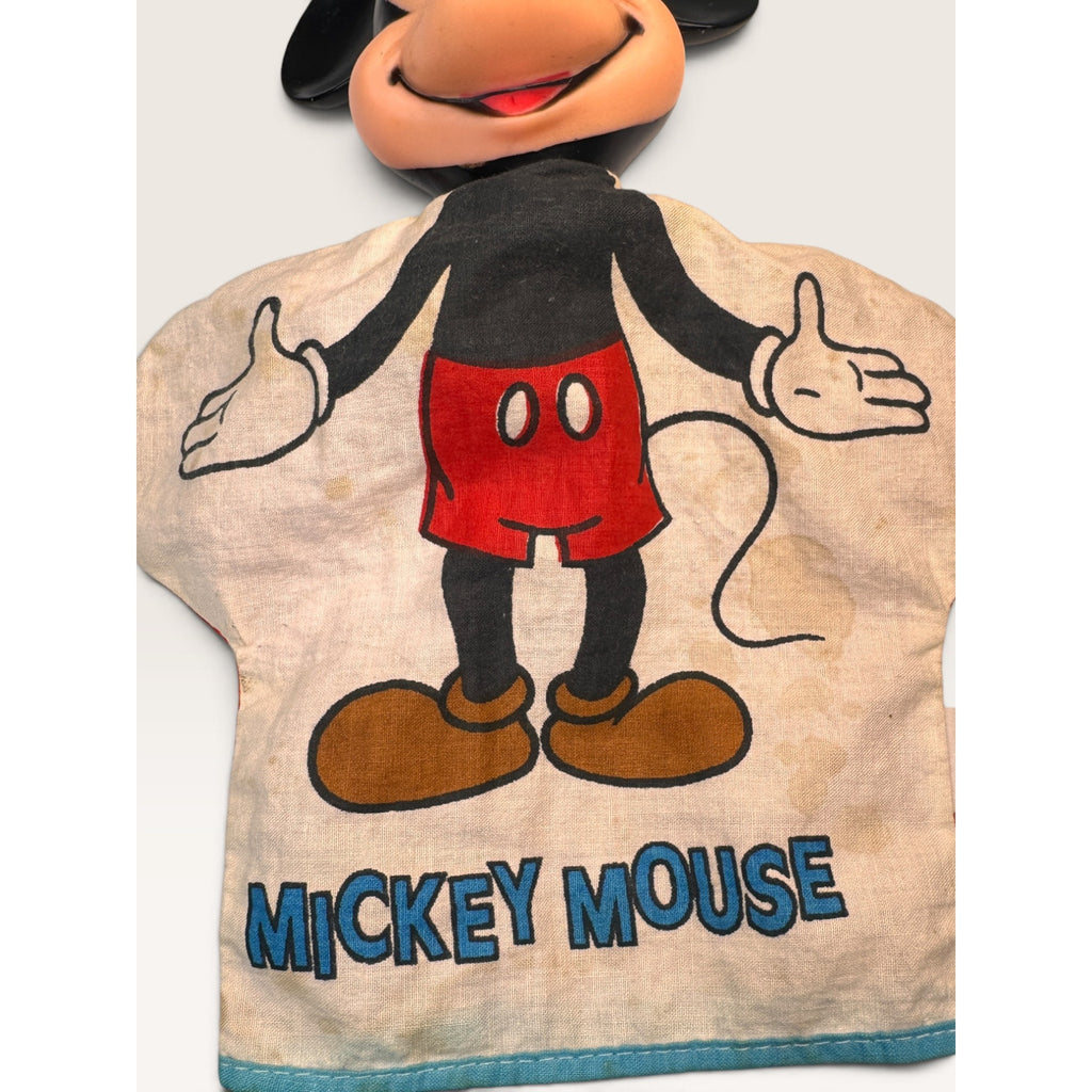 Vintage Mickey Mouse Hand Puppet Vinyl Head Fabric Disney Distributing Toy 10"