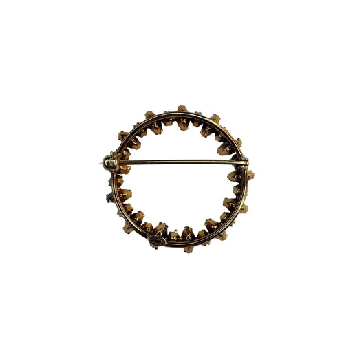 Carl Art clear Topaz Crystal Circle Wreath Brooch 12k GF 1.31” Vintage