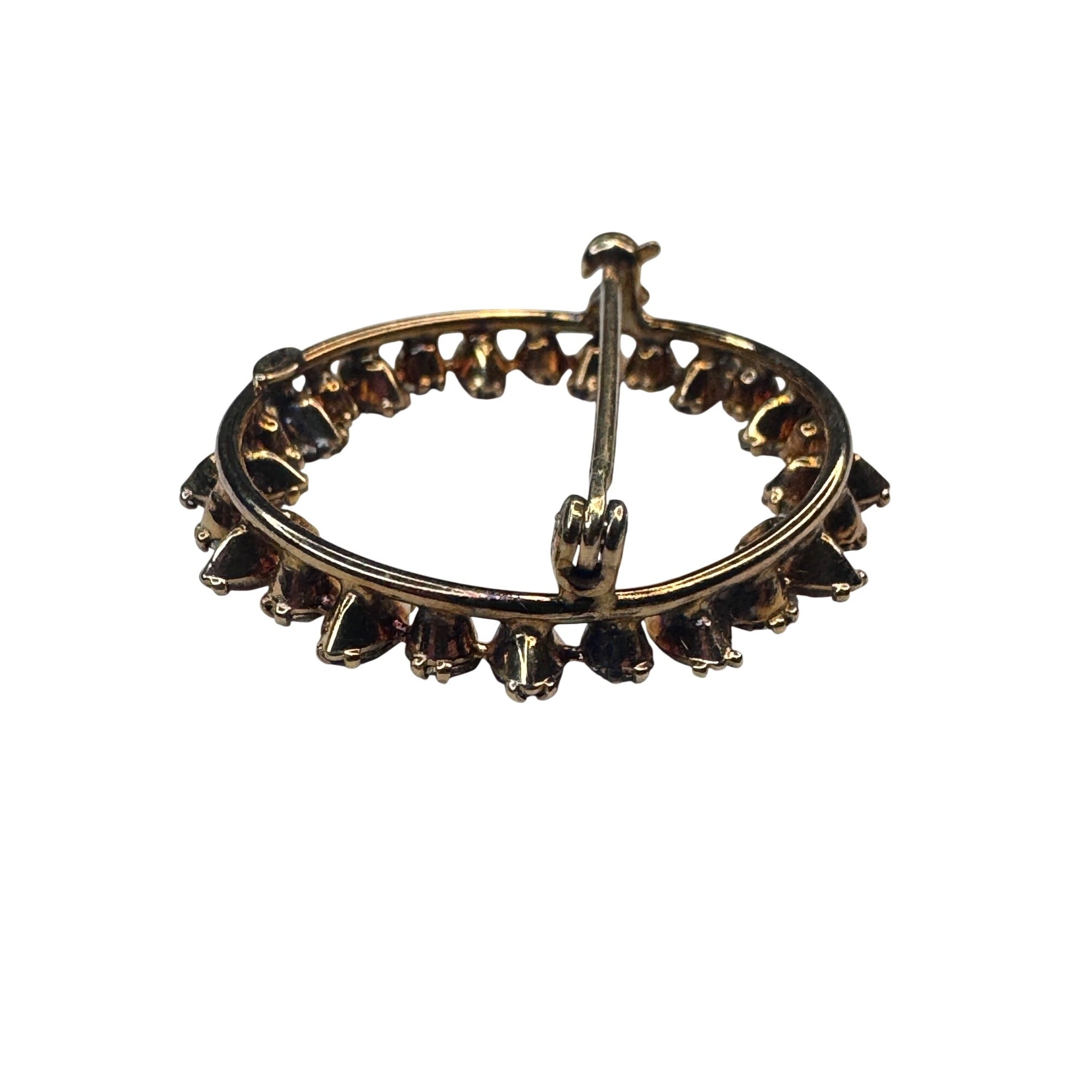Carl Art clear Topaz Crystal Circle Wreath Brooch 12k GF 1.31” Vintage