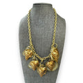 Artisan Gay Isber Statement Necklace Gold Grape Charms Resin Mixed Media 19”