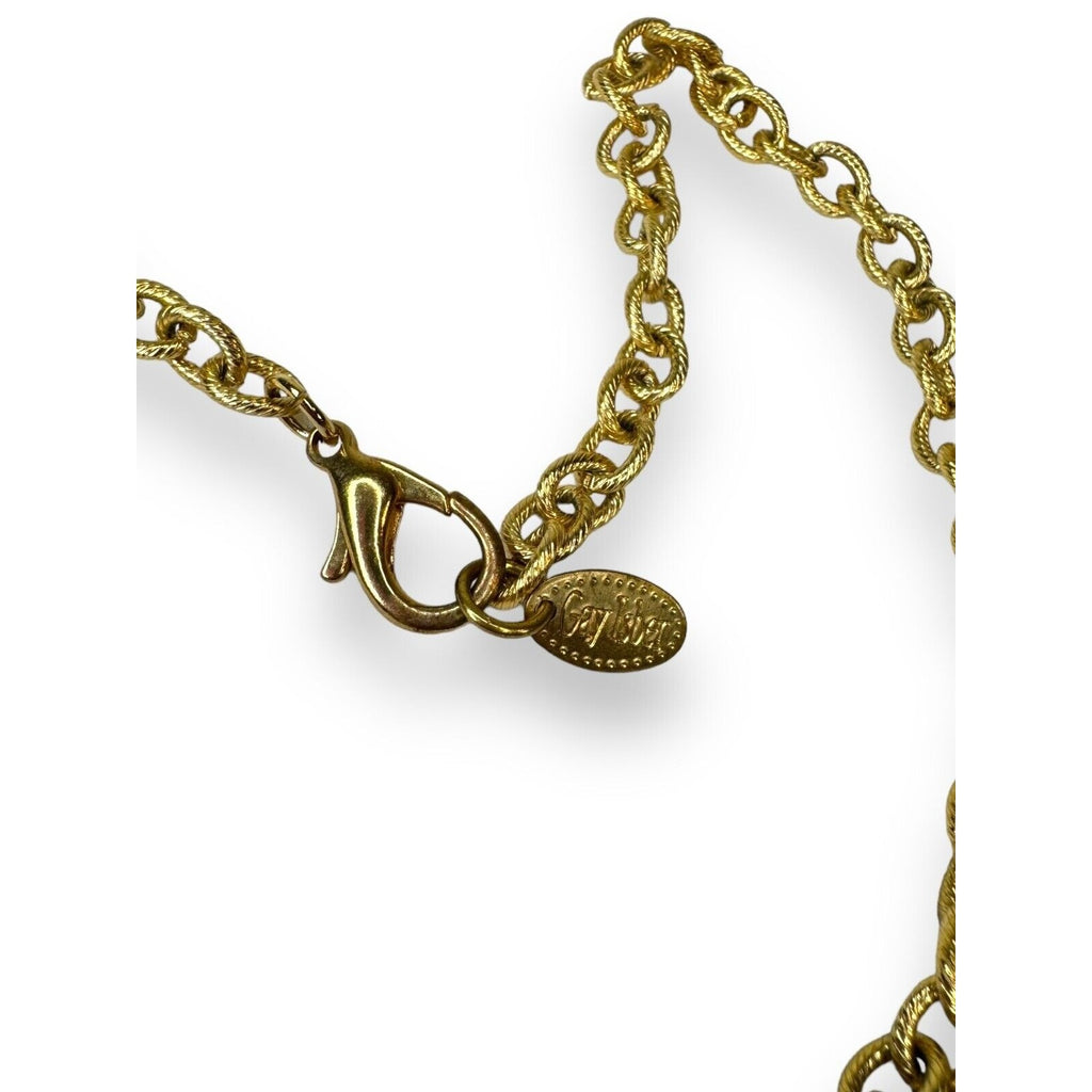 Artisan Gay Isber Statement Necklace Gold Grape Charms Resin Mixed Media 19”