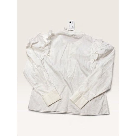 Intermix Size 14 Blouse White Leona Ruffle Poplin Balloon Sleeve New