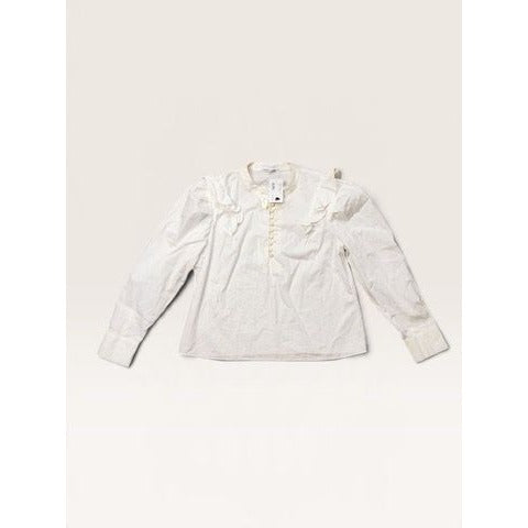 Intermix Size 14 Blouse White Leona Ruffle Poplin Balloon Sleeve New
