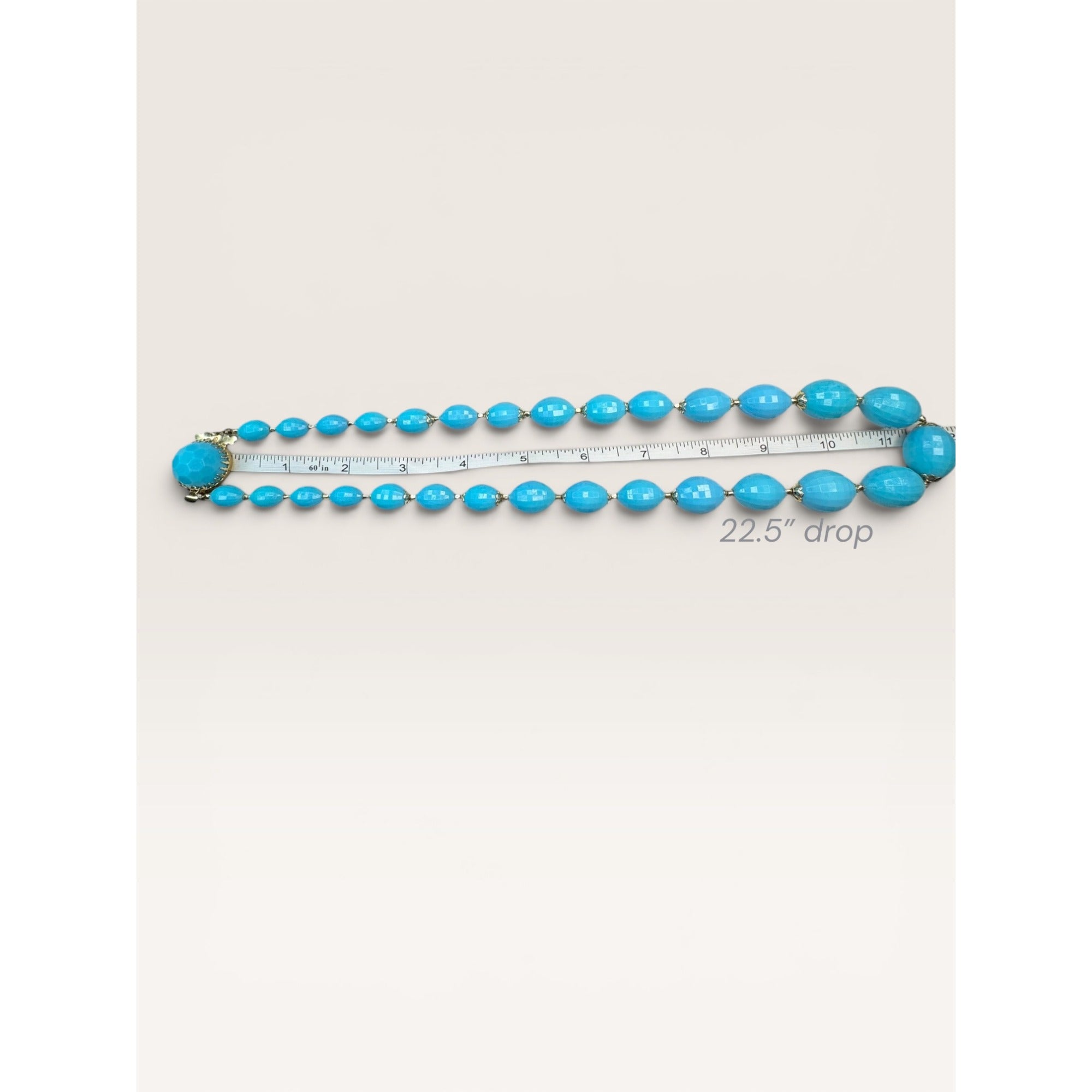 Hong Kong Blue Molded Plastic Acrylic Bead Necklace Clip Earrings Set Vintage