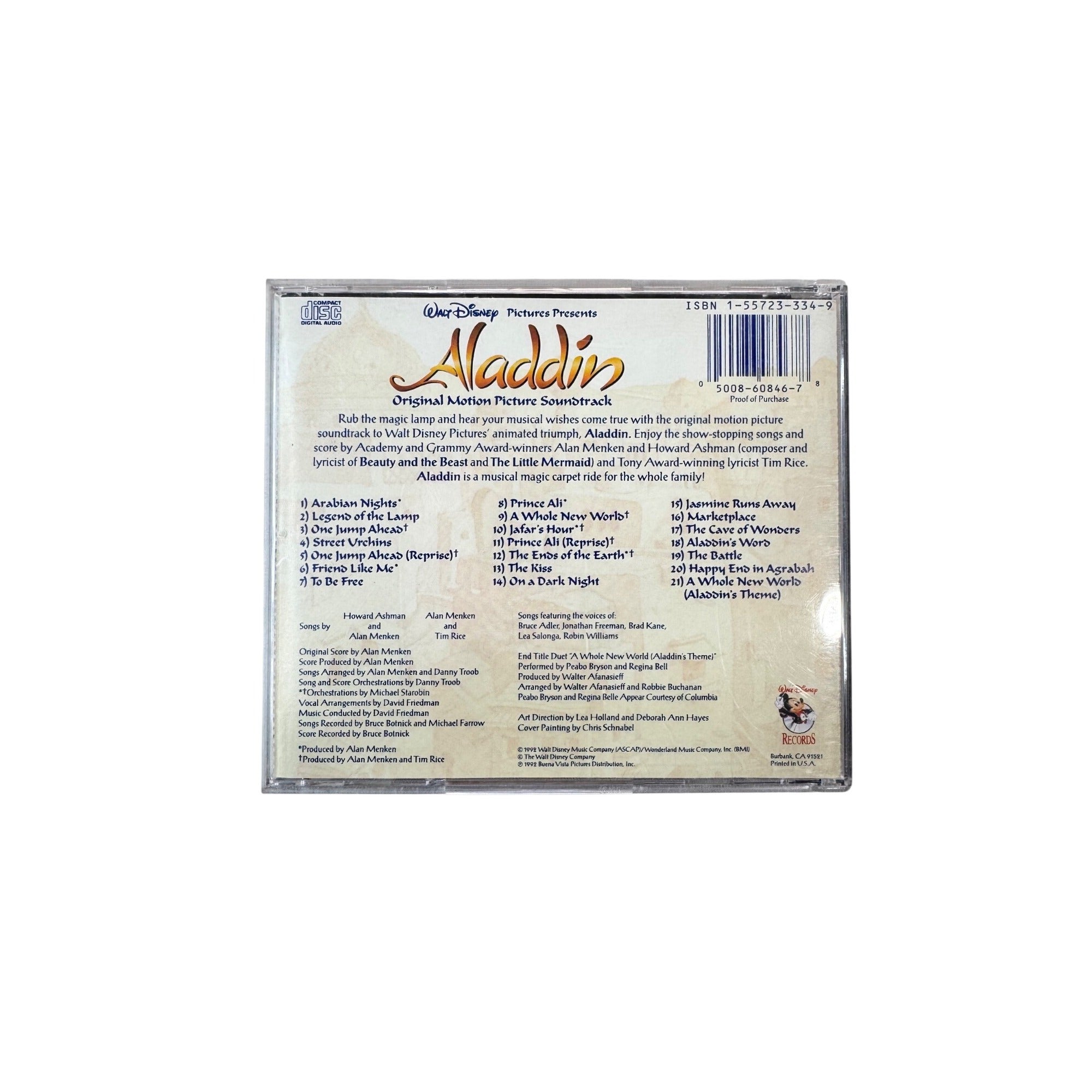 Walt Disney Aladdin Original Motion Picture Soundtrack 1992 CD
