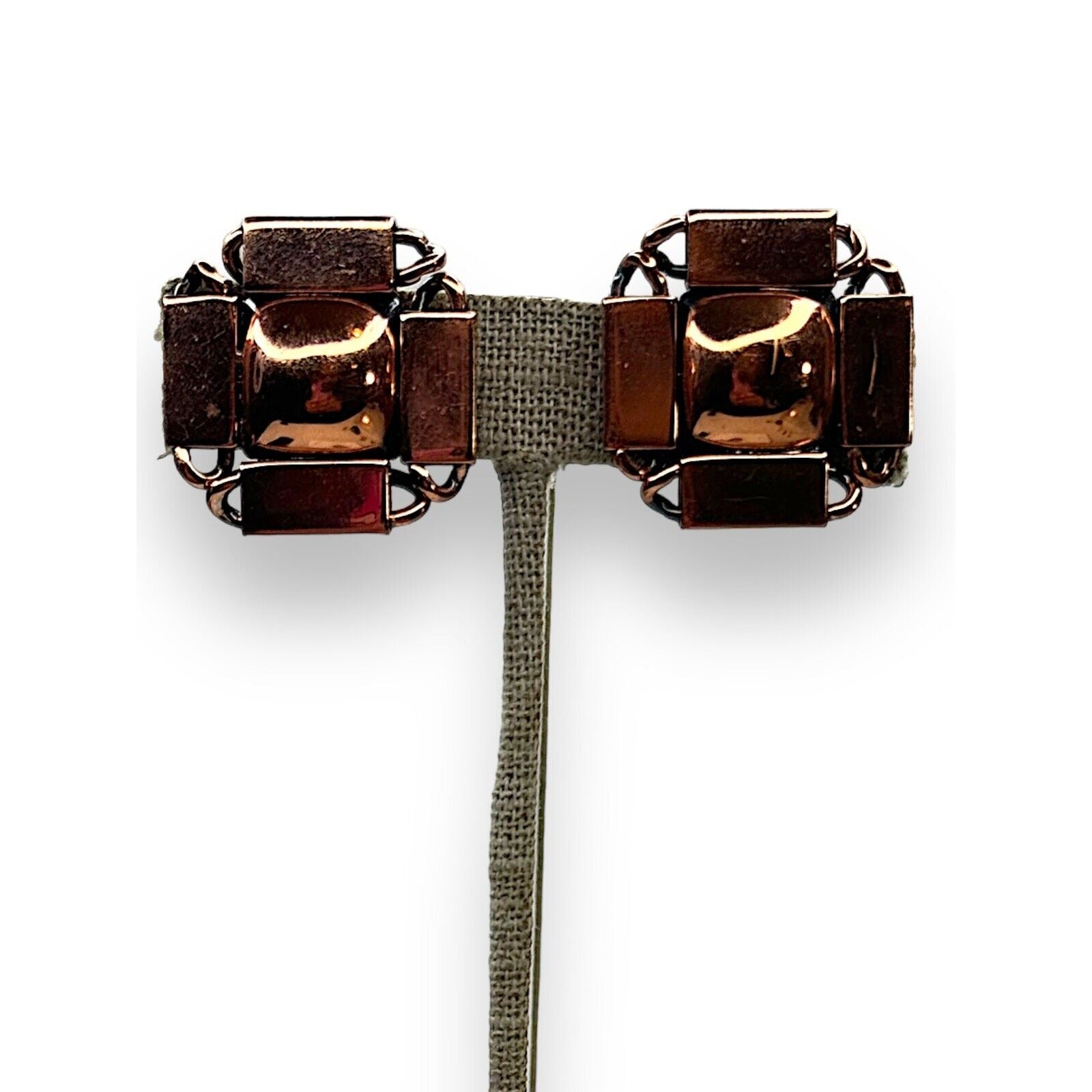 Vintage Renoir Copper Clip Earrings Modernist Mid Century 1.05"