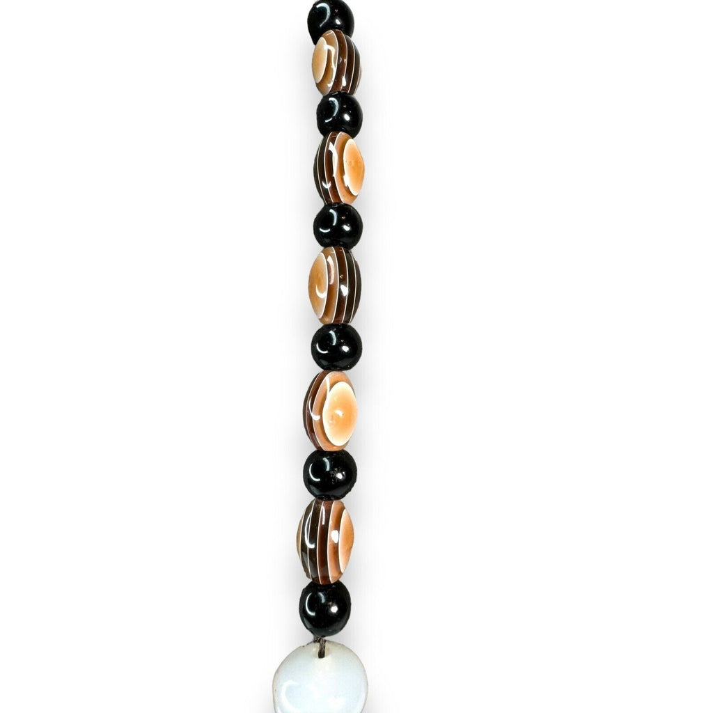 Long Stone Bead Necklace Mixed Gemstones and Glass 30" Boho Beaded Statement