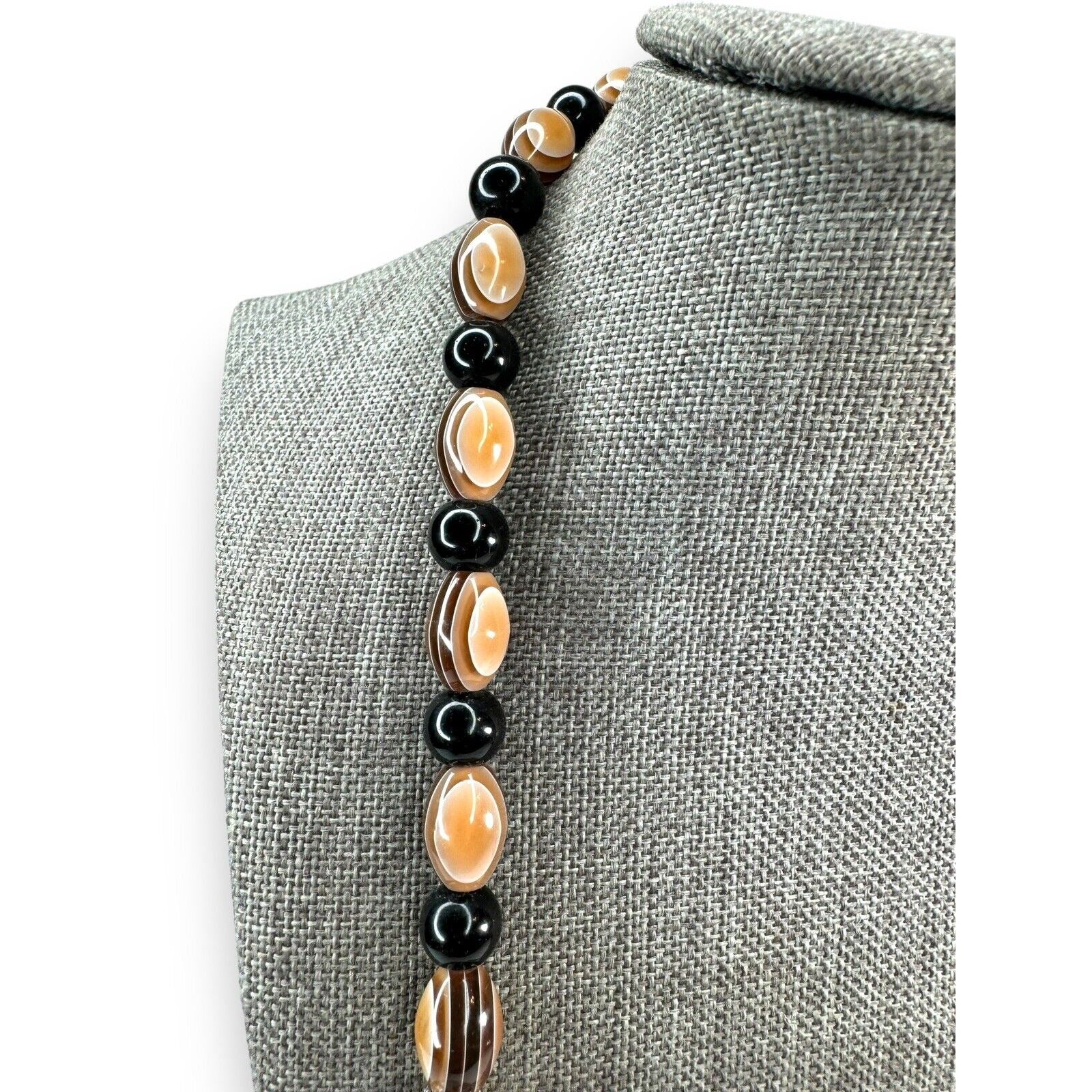 Long Stone Bead Necklace Mixed Gemstones and Glass 30" Boho Beaded Statement