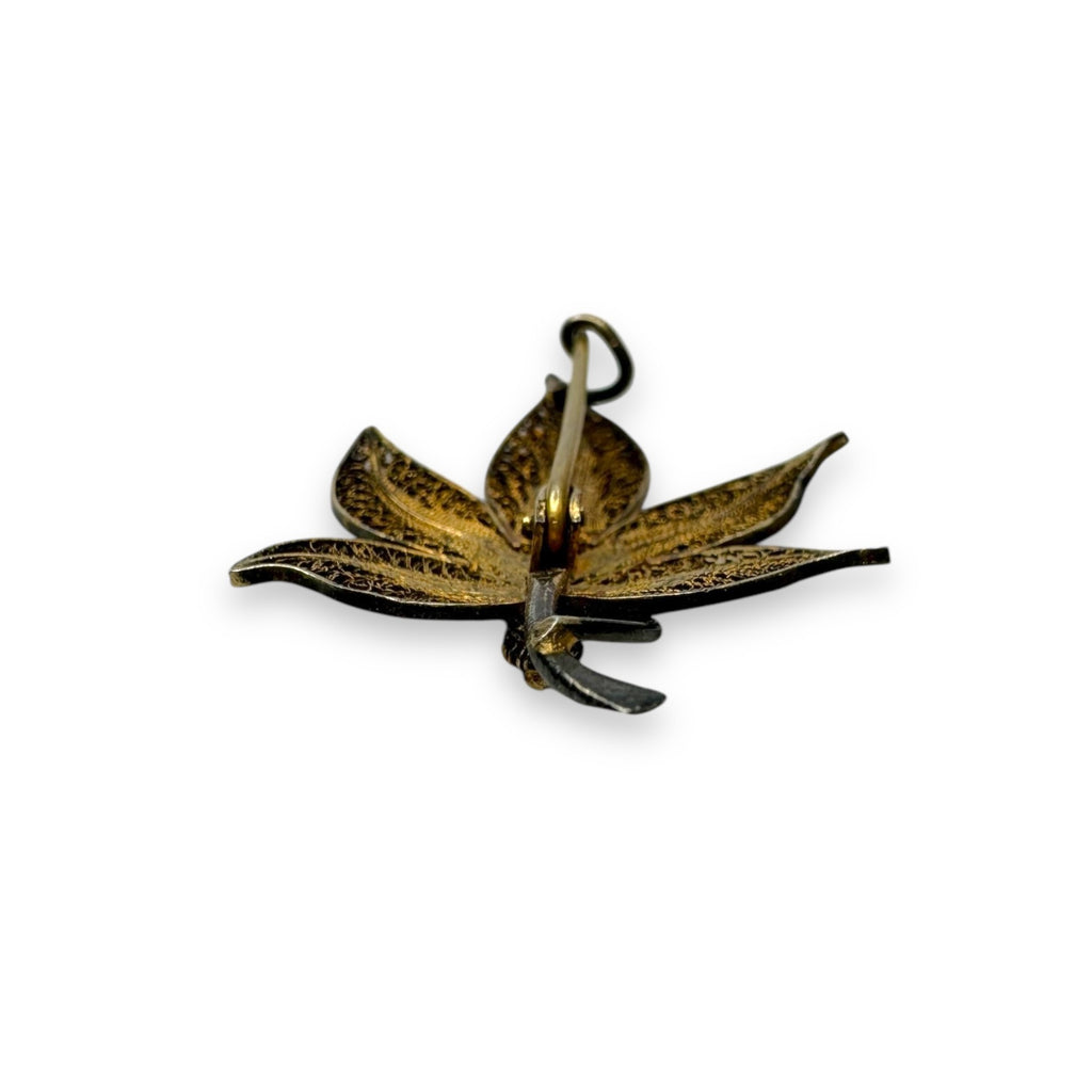 Filigree Leaf Brooch Pin Gold Vermeil Sterling Silver 2.21g Vintage