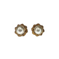 Panetta Gold Tone Faux Pearl Clip On Earrings 1980s Vintage