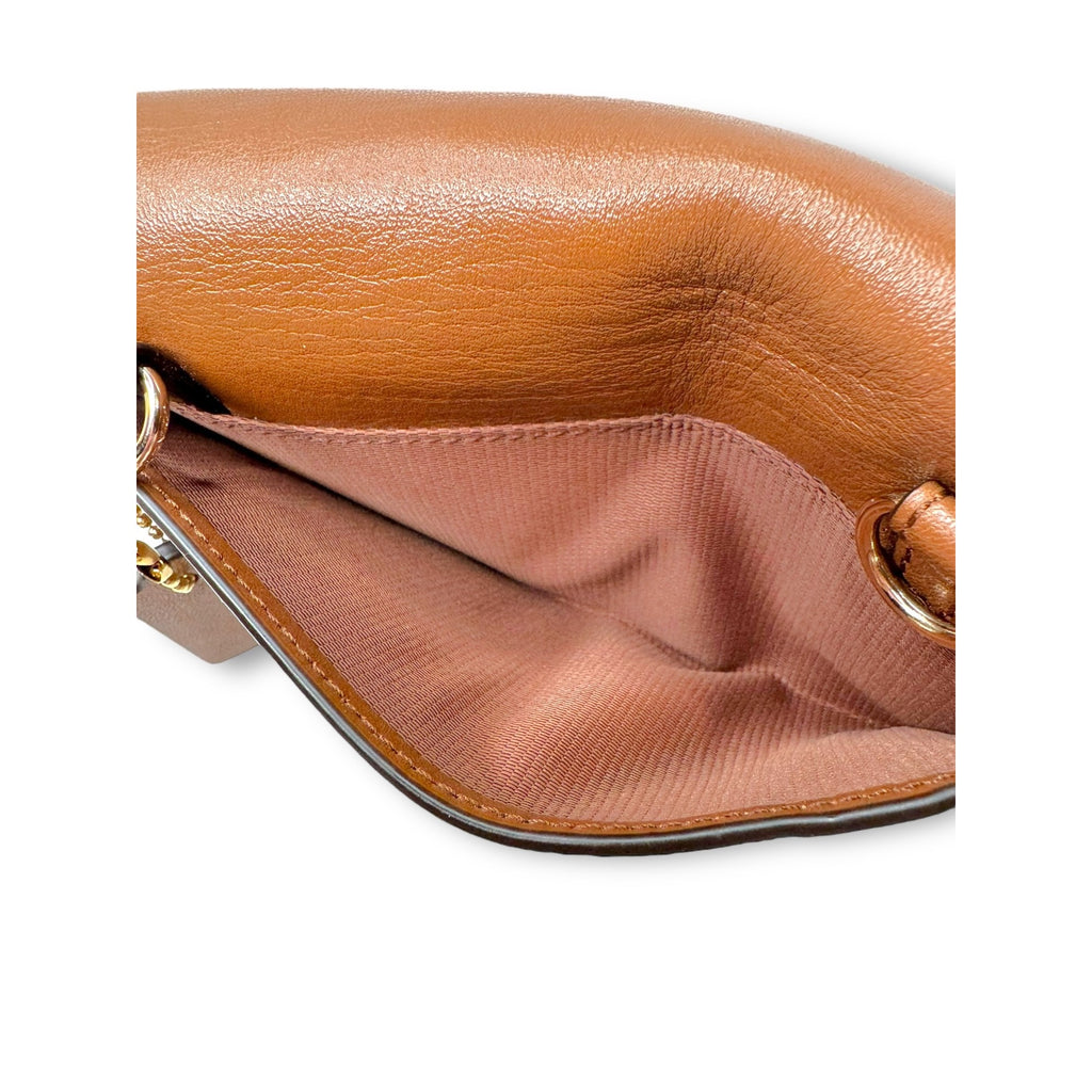 Coach Brown Leather Wallet Purse Phone Holder Removable Strap Snap Closure