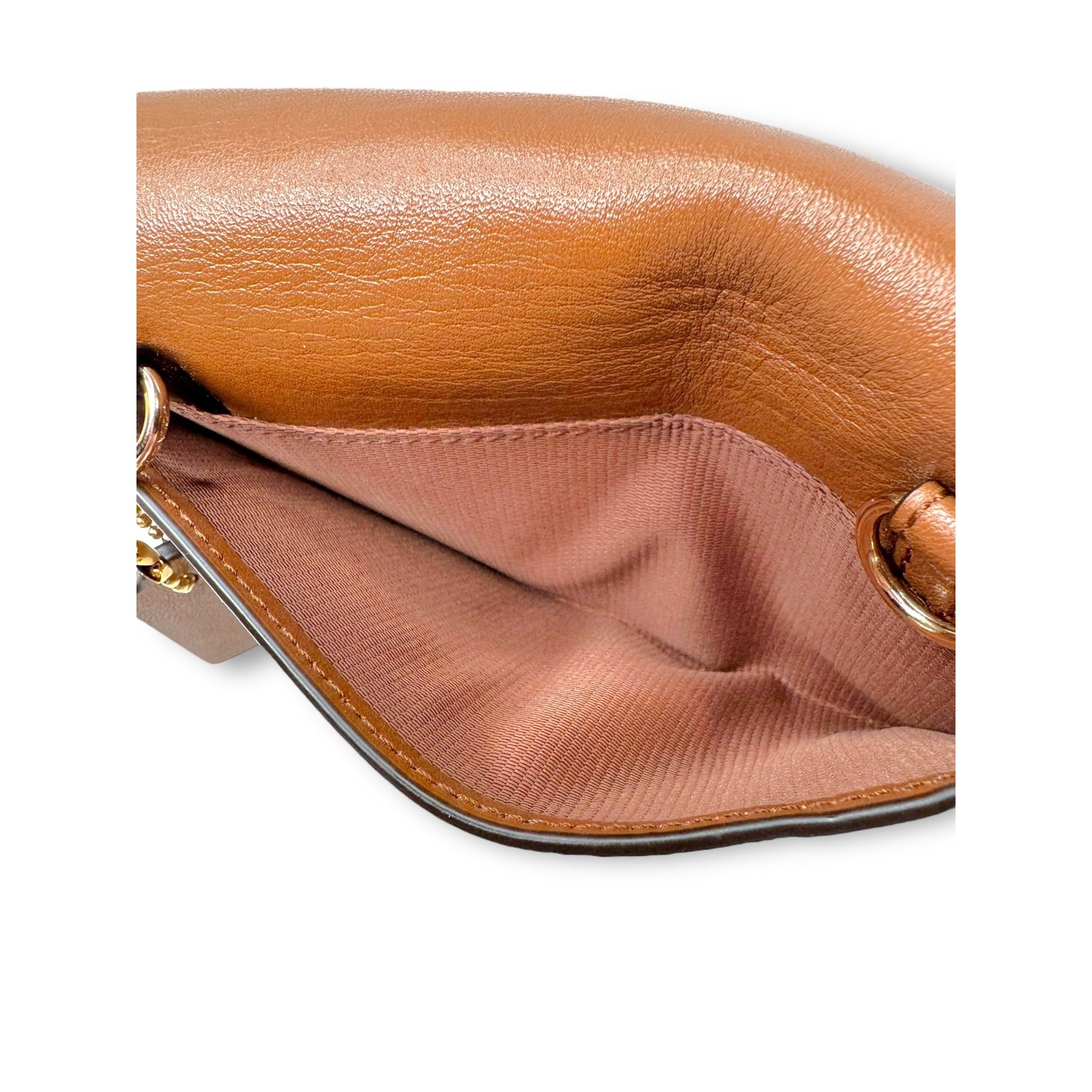 Coach Brown Leather Wallet Purse Phone Holder Removable Strap Snap Closure
