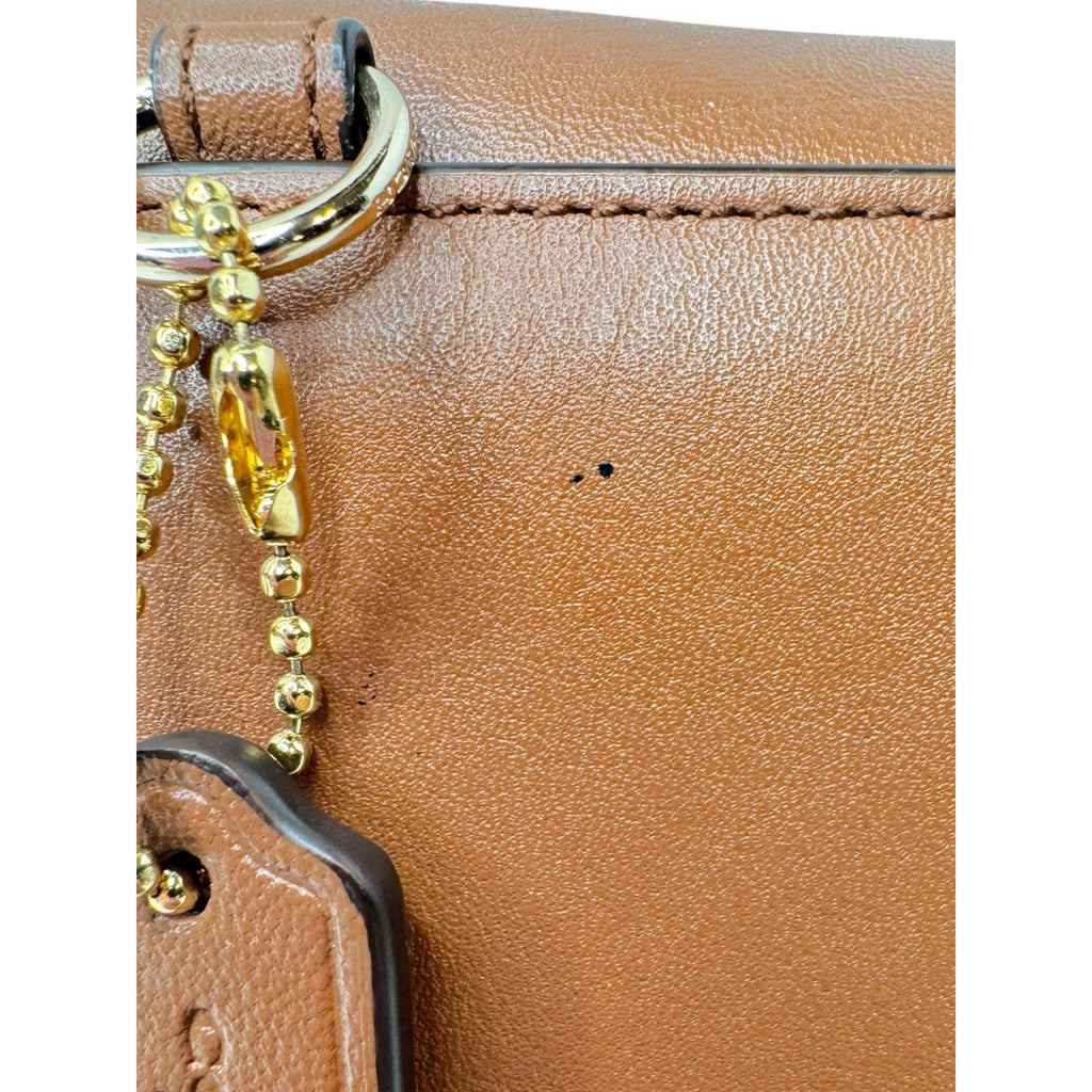 Coach Brown Leather Wallet Purse Phone Holder Removable Strap Snap Closure