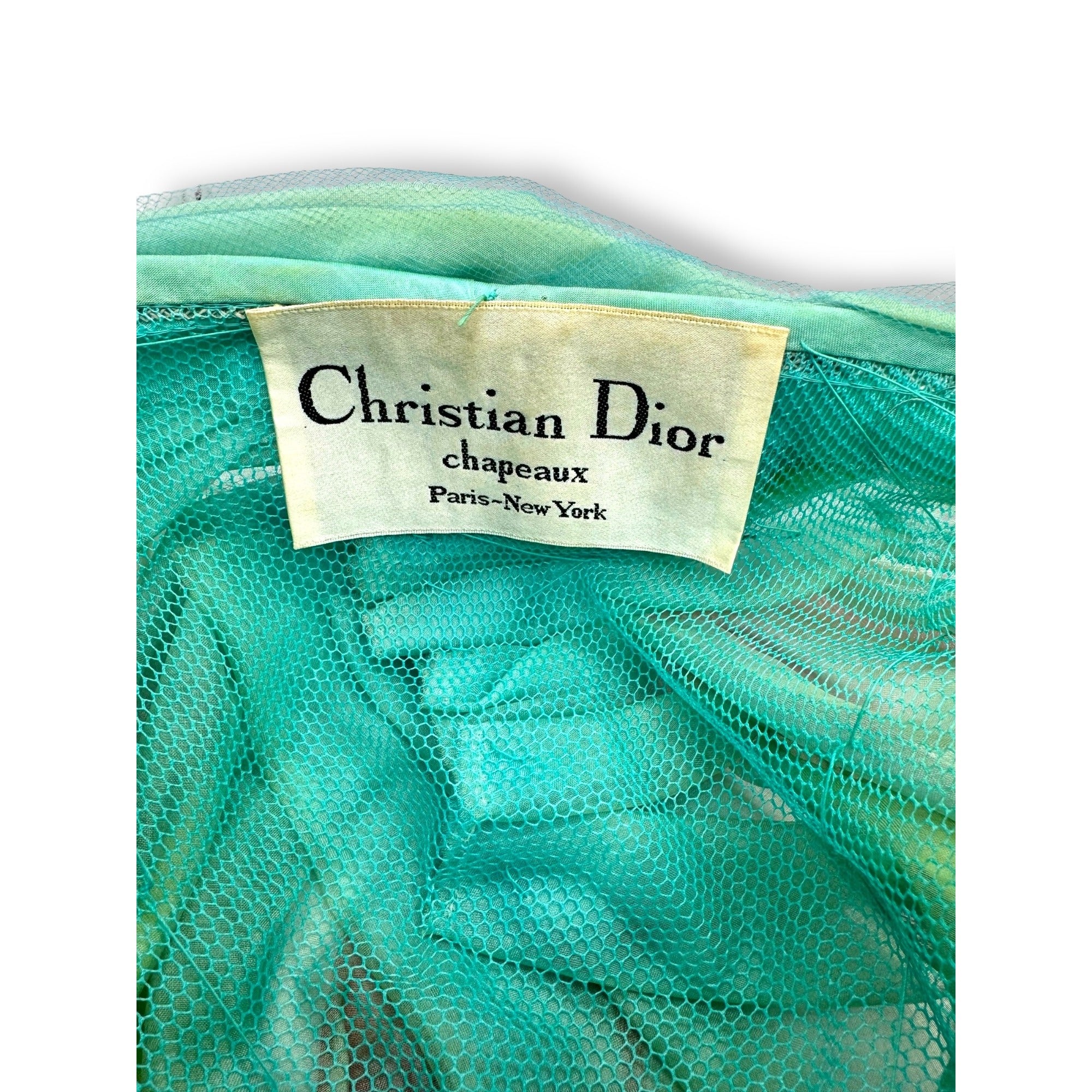 Vintage 1960s Christian Dior Silk Cotton Tulle Floral Turban Hat Paris