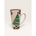 Christmas Tree Stocking Gifts Tall Stoneware Latte Mug 6 Inch Vintage 1990s