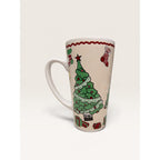 Christmas Tree Stocking Gifts Tall Stoneware Latte Mug 6 Inch Vintage 1990s