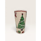 Christmas Tree Stocking Gifts Tall Stoneware Latte Mug 6 Inch Vintage 1990s