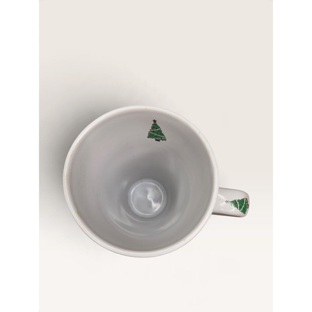 Christmas Tree Stocking Gifts Tall Stoneware Latte Mug 6 Inch Vintage 1990s