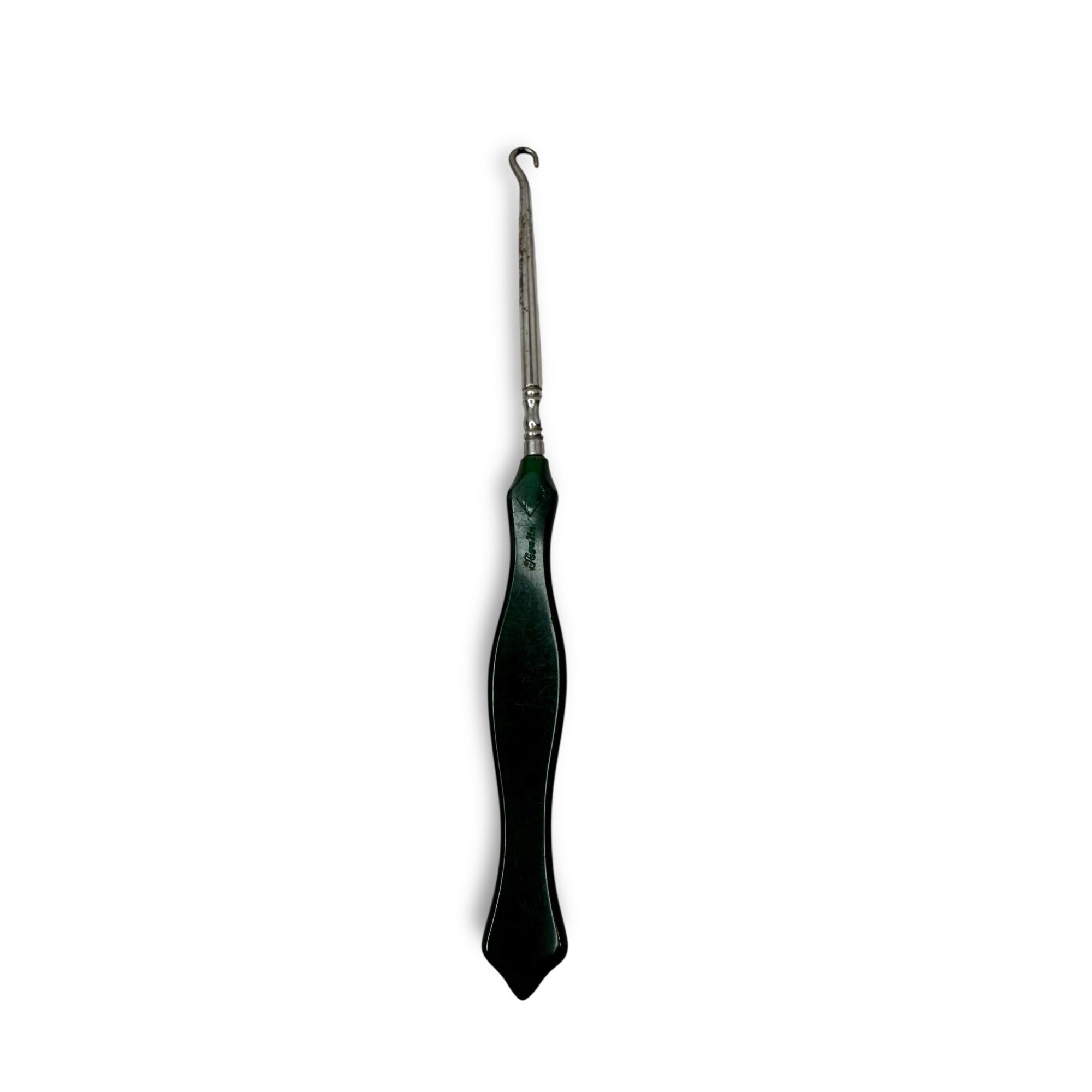 Vintage Agalin Supreme Green Bakelite Vanity Set Mirror Scissor File Button Hook