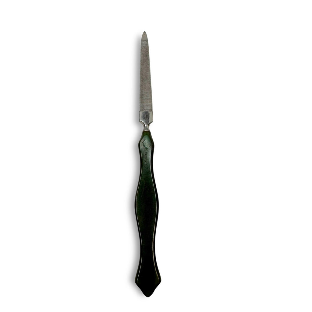 Vintage Agalin Supreme Green Bakelite Vanity Set Mirror Scissor File Button Hook