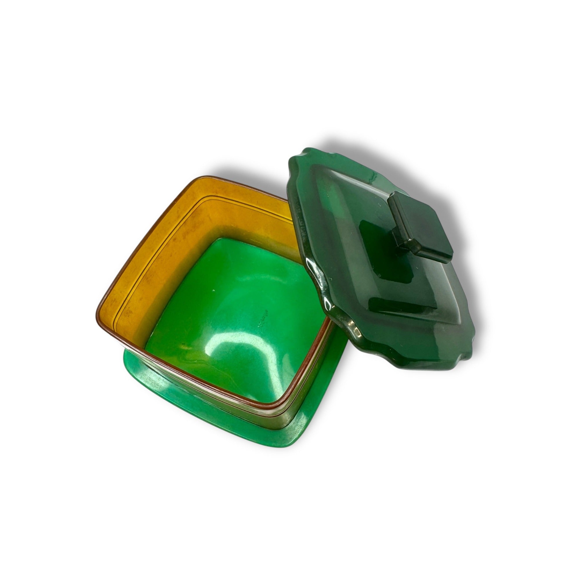 Vintage Agalin Supreme Green Bakelite Vanity Set Mirror Scissor File Button Hook