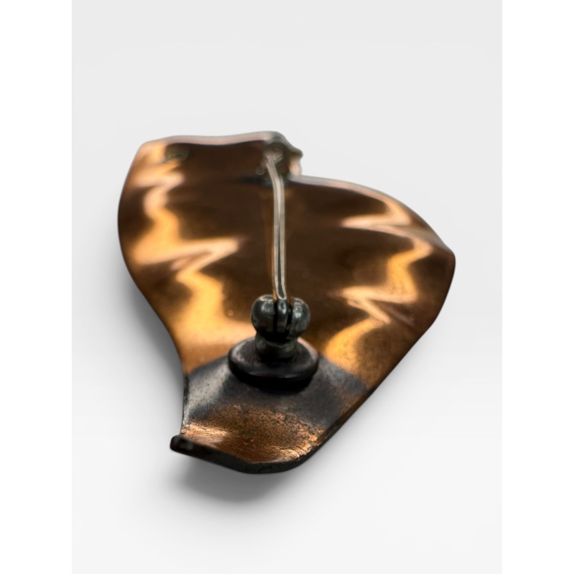 Genuine Copper Abstract Leaf Brooch Mid Century Modern Studio Craft Pin