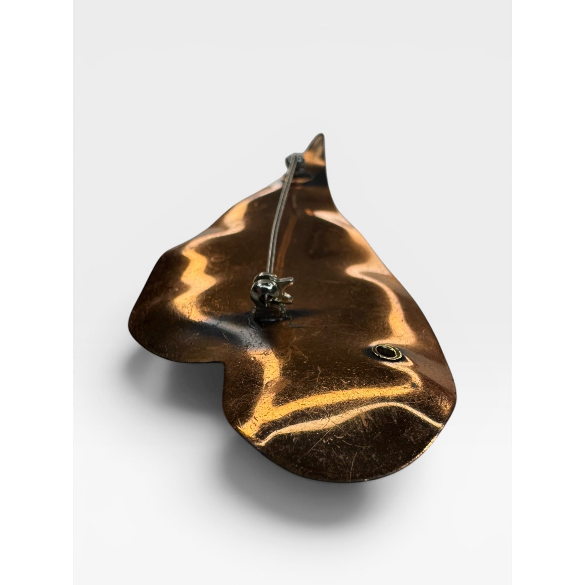Genuine Copper Abstract Leaf Brooch Mid Century Modern Studio Craft Pin