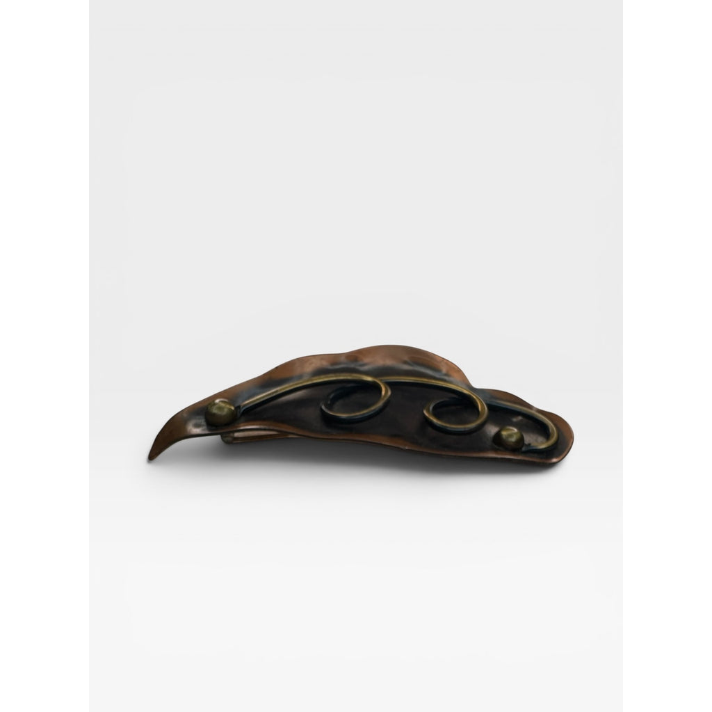 Genuine Copper Abstract Leaf Brooch Mid Century Modern Studio Craft Pin